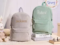 Mochila Infantil Personalizada con Nombre, Mochila Escolar de Pana para Niños