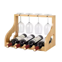 Présentoir à vin en bambou personnalisé avec porte-verres Armoire de bar à vin de luxe Porte-bouteilles de vin Présentoir