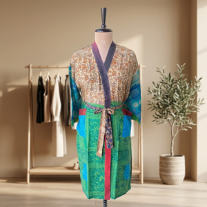 High Quality Eco-Friendly V-neck Crepe Silk <b>Kimono</b> Full Length Robe <b>Women</b> Long Sleeve Casual Summer Wear Soft Woven Fabric Pink - Product Image 1
