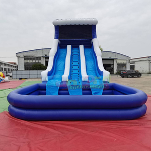 Toboggan aquatique gonflable bleu pour fêtes en plein air avec piscine amovible - Product Image 2