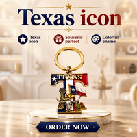 Nouveau porte-clés chapeau de cowboy Western Longhorn, souvenir de l'État du Texas, États-Unis, en métal émaillé 3D, personnalisé avec lettres alphabétiques du Texas