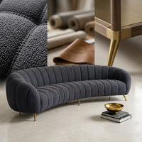 Canapé modulaire de luxe à assise profonde, coussins en mélange de plumes et lin belge, ensemble de salon moderne surdimensionné pour villa et hôtel