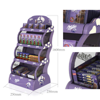Étagère de présentation de chocolat en plastique thermoformé sur mesure à 4 niveaux, présentoir de sol pour magasin de détail, pour bonbons et biscuits