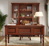 Ensemble de bureau pour la maison, bureau en bois de palissandre massif avec chaise, bibliothèque de style américain, meubles classiques, bureau d'étude, table d'ordinateur