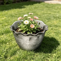 Pot Bunga Dinding Dekorasi Luar Ruangan Dalam Ruangan dengan Tepi Bergelombang Rustic Vintage