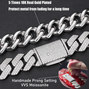 Chaîne cubaine personnalisée pour homme Hip Hop, moissanite, argent 925, sertie de diamants VVS, or rose, chaîne cubaine épaisse Miami, bijoux - Product Image 6