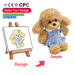 Peluche Kawaii Bouclée en Sherpa, Poodle avec Robe Amovible et Boutons Ours, Pince à Cheveux, Chien en Peluche, Cadeau Personnalisé OEM ODM pour Enfants - Product Image 1