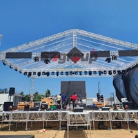 Sistema de armazón de techo de aluminio para escenario móvil negro plateado OEM, armazón de iluminación de perno cuadrado para eventos de conciertos