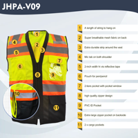 Gilet de sécurité réfléchissant haute visibilité ZUJA avec logo personnalisé, gilet de travail en maille robuste avec bandes argentées de 2 pouces, plusieurs poches