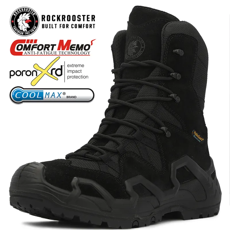 ROCKROOSTER Waterproof Hiking Boots Outdoor Hiking Shoes Black Leather Trekking Shoes Shoes Man Climbing Mountain Boots