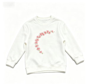 Ensemble de vêtements pour garçon, sweat-shirt blanc à col rond pour femme, manches longues, logo sur le devant, en coton tricoté, vêtements de printemps pour garçon - Product Image 1