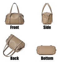 Tas Tangan Merek Sendiri Bahan Kulit Sapi, Produksi Grosir, Tas Bahu Boston Wanita Berkualitas Tinggi, Ringan, Cocok untuk Perjalanan Sehari-hari