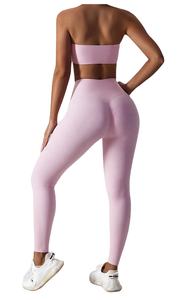 Nuevo Diseño, Logotipo Personalizado, Conjunto Deportivo de Yoga para Mujer, de Nailon y Elastano, Reversible, Impermeable, Top Tubo y Pantalones - Product Image 2