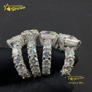 Envío Directo, Anillo de Compromiso y Eternidad de Lujo, Moda Boutique, Plata de Ley 925, Probador de Diamantes, Moissanita de Corte Fantasía de 5 Quilates - Product Image 2