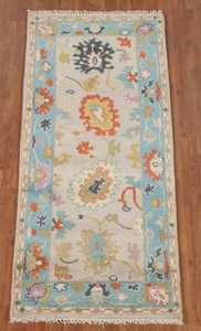 Tapis moderne indien Oushak oriental 3x6 "laine nouée à la main pour la décoration intérieure exercice prière pique-nique personnalisable adolescents - Product Image 3