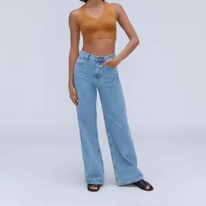 Jeans de Pierna Recta Holgados de Cintura Baja Personalizados para Mujer, Jeans Lavados de Alta Calidad para Damas - Product Image 5