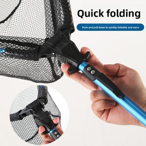 Épuisette de pêche triangulaire pliable en alliage d'aluminium avec manche télescopique, filet recouvert de caoutchouc, portable, pour capture rapide de carpes, barres et kayak - Product Image 2