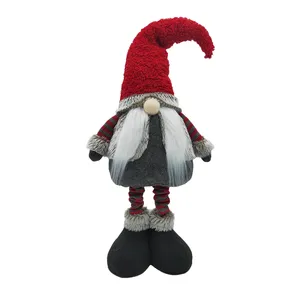 圣诞装饰品室内礼品可弯曲帽子侏儒站立圣诞娃娃可伸缩腿圣诞用品诺埃尔德