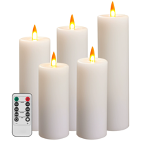 Lot de cinq bougies LED blanches à bouche plate, imitation paraffine, alimentées par piles, sans flamme, pour Noël, Pâques, mariage, déclaration romantique