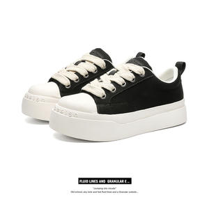 Nouvelles baskets mocassins surdimensionnées à lacets, chaussures en toile polyvalentes, confortables à semelle épaisse, tendance décontractée pour couple - Product Image 1