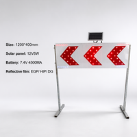 Signalisation directionnelle à LED clignotante en aluminium à énergie solaire, film réfléchissant de troisième qualité, 1200x400mm, panneau d'avertissement routier pour la construction
