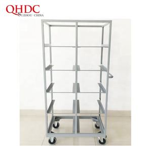 सुपरमार्केट वस्तुओं के लिए उच्च गुणवत्ता वाले स्टील ट्रॉली 300 किलोग्राम भार क्षमता रोलिंग कार्ट चार पहिया भंडारण शेल्फ के साथ - Product Image 2