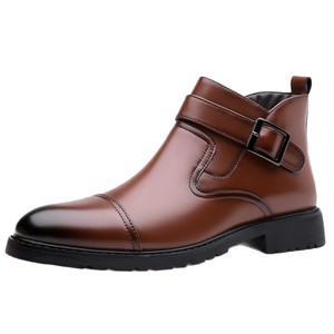 Botas Chelsea para Hombre, Punta Puntiaguda, Tacón Plano, Cuero Genuino, Suela de Goma, Hebilla, Antideslizantes, Formales de Negocios, Otoño Invierno - Product Image 5