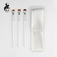 Brosse à Sourcils de Luxe et Eyeliner Marque Privée avec Pochette, Pinceau Professionnel pour Teinture de Sourcils, Pinceau Angulaire pour Sourcils