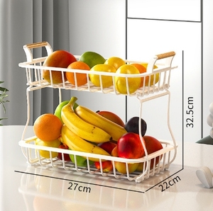 Portaoggetti in metallo con filo di ferro nero a 2 livelli <span class=keywords><strong>da</strong></span> tavolo quadrato <span class=keywords><strong>da</strong></span> cucina <span class=keywords><strong>porta</strong></span> cesto di <span class=keywords><strong>frutta</strong></span> vegetale <span class=keywords><strong>porta</strong></span> supporto decorativo - Product Image 3