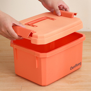 Boîte de rangement portable en plastique PP rectangulaire avec poignée et couvercle, bac de rangement empilable moulé par injection pour jouets et livres d'enfants - Product Image 4