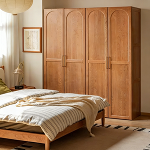 Armoire BALOM sur mesure à 4 portes avec portes battantes, cloison raisonnable, grande capacité, meubles de chambre à coucher - Product Image 3