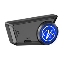 Casque de moto avec interphone V2 Mesh, portée de 520 m, 25 h d'autonomie, partage de musique, audio 1vN pour la communication en équipe lors de la conduite