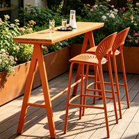 Ensemble table et chaises de bar d'extérieur en aluminium, résistant à l'eau, avec tabourets de comptoir hauts, pour café, salon de thé, terrasse, mobilier de loisirs extérieur