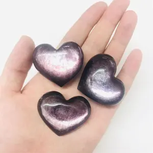 Corazón de Mica púrpura de 3-5 Cm, tallado de cristal Natural, corazón de Mica púrpura de alta calidad para regalo