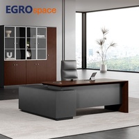 Solution de bureau clé en main EGROspace, mobilier de luxe, table de direction en placage de bois, bureau de direction en forme de L