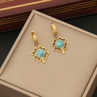 Nouvelle Tendance Bijoux en Acier Inoxydable 316L Plaqué Or 18K PVD Chaîne Épaisse Breloque Turquoise Boucles d'Oreilles Colliers Bracelets pour Femme