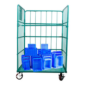 Medische Kwaliteit Rollende Industriële All-Terrain Roestvrijstalen Kooi Logistieke <span class=keywords><strong>Trolley</strong></span> Voor Linnen En Wasserij - Product Image 1