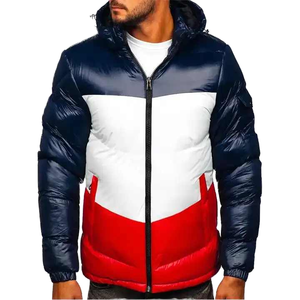 Custom Front Stand Collar Hooded Waterproof Fleece <b>Pullover</b> Quilted Puffer <b>Men's</b> Winter Outdoor <b>Jacket</b> High Quality Color - Product Image 1
