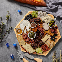 Ensemble de planche à fromage en bois en forme de dés D20 avec couteau, cadeau pour joueur de jeux de rôle, plateau de charcuterie pour soirée de jeux