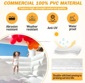 Maison gonflable commerciale de rebond de PVC avec la glissière, château blanc de pullover d'explosion de piscine de cercueil - Product Image 3