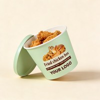 Bols à poulet frit personnalisés avec couvercle, seau alimentaire, bols en papier biodégradables résistants à la graisse de qualité alimentaire