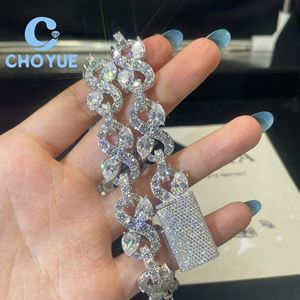 New Design 925 Silver 13MM Moissanie Cuban Link Chain Pear Cut Mix Round Cut Iced Out Jewelry <b>Infinity</b> Link Chain with GRA - Product Image 4