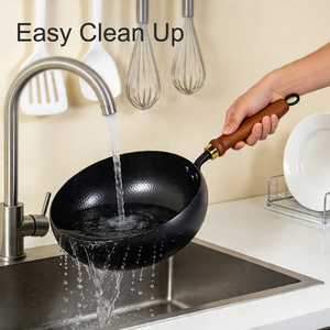 <span class=keywords><strong>Wok</strong></span> en <span class=keywords><strong>acier</strong></span> au <span class=keywords><strong>carbone</strong></span> en gros, forme ventrue, nitrué, antiadhésif, martelé, pour la restauration et la cuisine domestique - Product Image 6