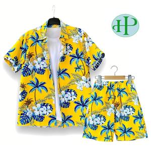 Ensembles de vêtements de plage haut de gamme Hawaï, séchage rapide, 2 pièces, chemise et short imprimés tropicaux pour les vacances d'été et les soirées à la piscine - Product Image 6