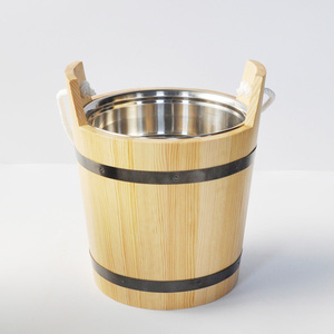 Grand seau et baril à vin vintage en bois de pin, ustensiles de fête recyclables et durables avec pinces en acier - Product Image 2