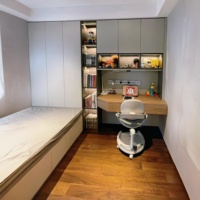 Ensemble de chambre à coucher moderne et personnalisable, respectueux de l'environnement, avec armoire de rangement intégrée, lit et bureau pour la maison, l'hôtel ou l'école