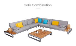 Ensemble <span class=keywords><strong>de</strong></span> canapés <span class=keywords><strong>de</strong></span> <span class=keywords><strong>jardin</strong></span> Sigarten, meubles <span class=keywords><strong>de</strong></span> patio en aluminium et teck, meubles d'extérieur - Product Image 5