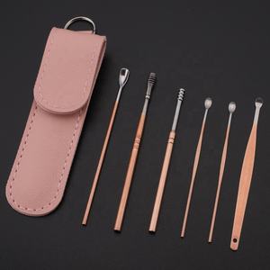 Conjunto de 6 peças de aço inoxidável de alta qualidade, removedor de cera, colher, limpador de ouvido, ferramenta de limpeza de ouvido, colher de limpeza, para cuidados com as orelhas - Product Image 1