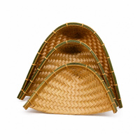 Panier de rangement tissé de qualité alimentaire, aspect bambou PP, imperméable, facile à nettoyer, durable, fait main, écologique, pour la maison, la cuisine, le restaurant