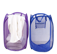 Panier à linge pliable en nylon multicolore en maille respirante pour vêtements sales, rangement des jouets pour bébés, entretien ménager à domicile